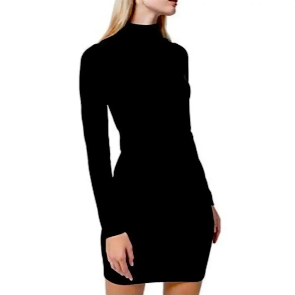 FRENCH CONNECTION Turtle Rib Bodycon Dress Midi bottle green
